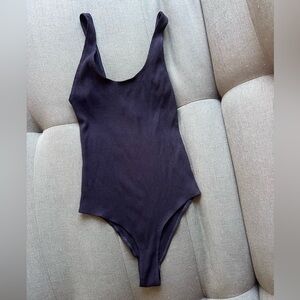 Reformation Black Ribbed Bodysuit